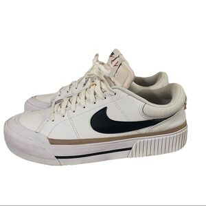 Nike Court Legacy Lift Platform Sneakers Women 11 White Black Tan